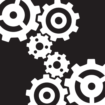 Six gears isolated on black backgroundのイラスト素材