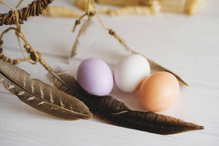 Dreamcatcher. Feathers. Happy Easter day Easter decor