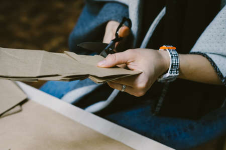 DIY personalized xmas decoration. The origami stage.の写真素材