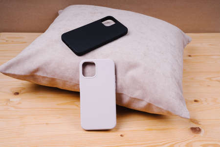 Protective silicone cases for the back of the smartphone.の写真素材