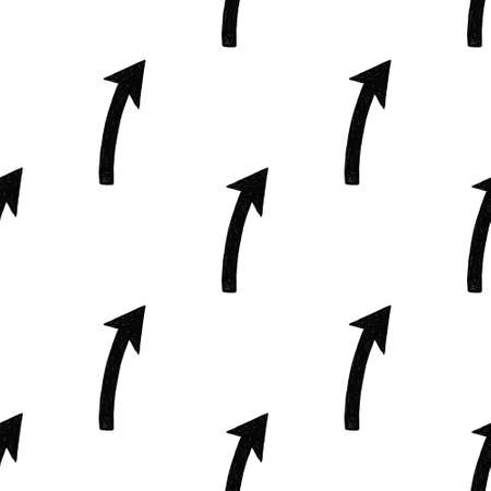 Seamless pattern with black curved up arrow. Doodle illustration.の写真素材