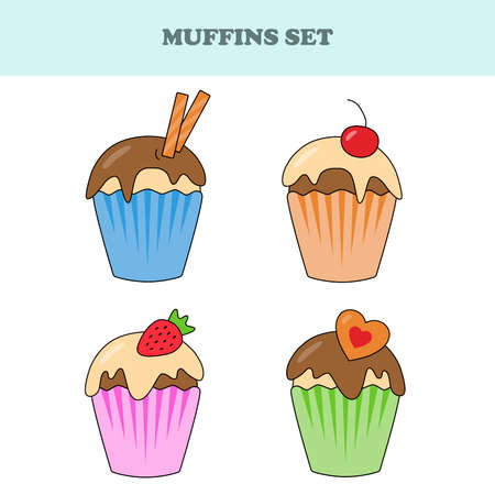 Set of muffins.のイラスト素材