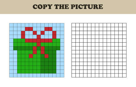 Copy the picture. Drawing kids activity. Educational game for preschool children. Christmas gift box.のイラスト素材