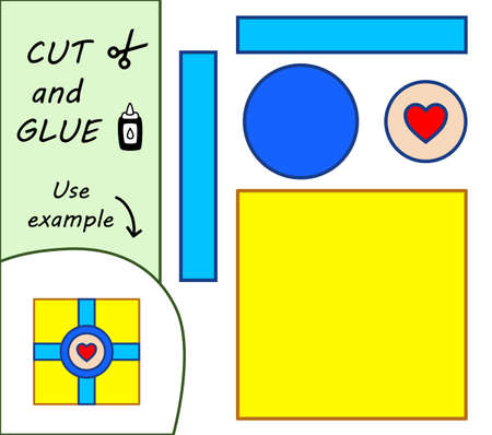 Education paper for preshool children. Paper crafts for kids. Use scissors, cut parts of the image and glue to create the gift.のイラスト素材