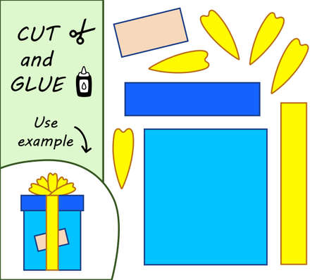 Education paper for preshool children. Paper crafts for kids. Use scissors, cut parts of the image and glue to create the gift.のイラスト素材