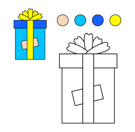 Colouring book for children. Drawing kids activity. Gift box.のイラスト素材
