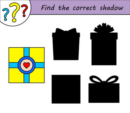 Find the correct shadow. Children educational game. Kids activity page. Gift box.のイラスト素材