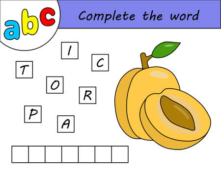 Kids game, complete the word, learning english alphabetのイラスト素材