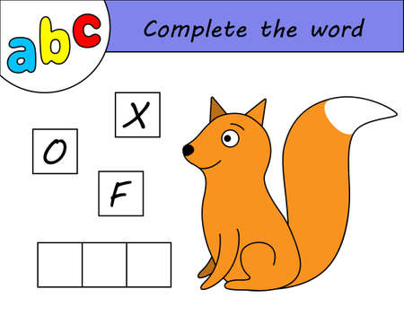 Kids game, complete the word, learning english alphabetのイラスト素材