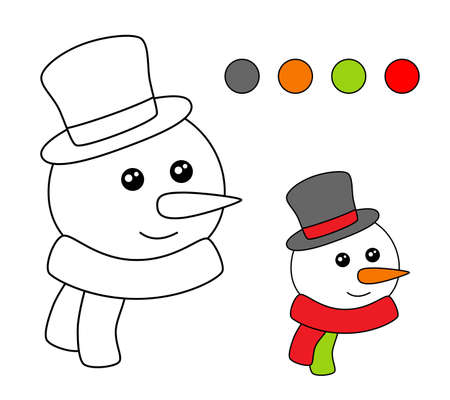 Coloring book for children. Drawing kids activity. Christmas. Snowman.のイラスト素材