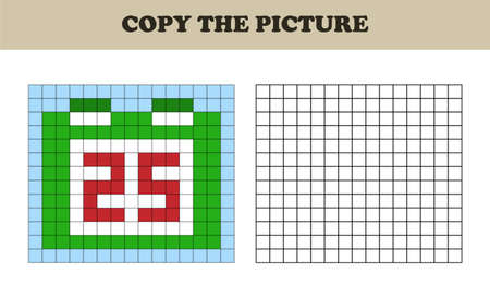 Copy the picture. Drawing kids activity. Educational game for preschool children. Christmas. Calendar.のイラスト素材