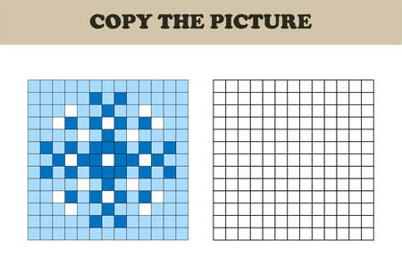 Copy the picture. Drawing kids activity. Educational game for preschool children. Christmas. Snowflake.のイラスト素材