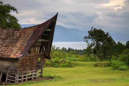 Traditional Batak house in Northern Sumatraの写真素材