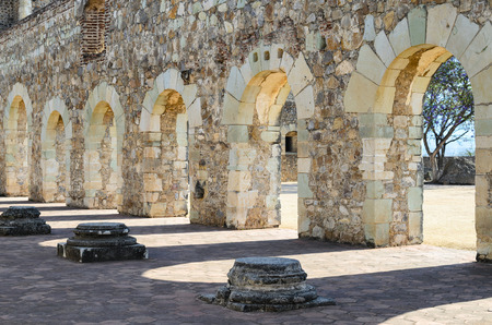 Closeup vew to the yard of Convento de Cuilapam in Oaxacaの写真素材