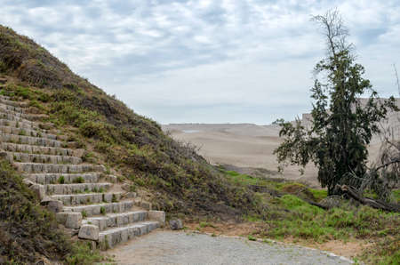 Hill with ancient Inca stairsの写真素材