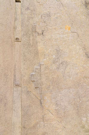 Closeup of wall of ancient Inca temple of the sunの写真素材