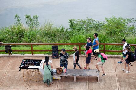 PUERTO IGUAZU, AGRENTINA, 28 NOVEMBER 2016: aerial view to craft market at the embankmentのeditorial素材