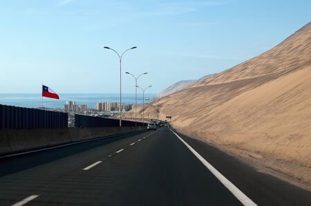 Road where ocean meets the desert