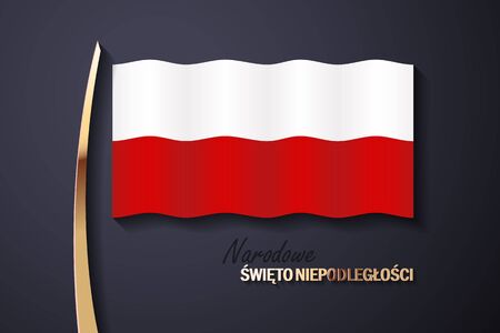 Illustration of Independence Day of Poland with the text in Polish and golden elementsのイラスト素材