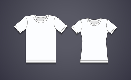 Blank white T-shirt Template. Male and Femaleのイラスト素材