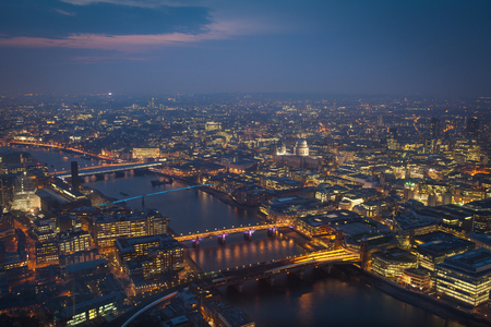 Top view Millennium bridge and St. Paulの写真素材
