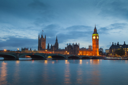 The Palace of Westminster Big Ben at night, London, England, UKのeditorial素材
