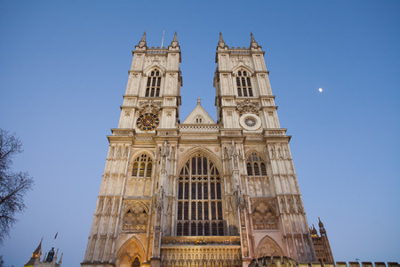Westminster Abbey at night, London, England, UK.の写真素材