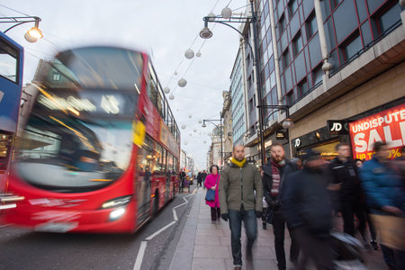 LONDON, ENGLAND, Oxford street on sale season after Christmas.のeditorial素材