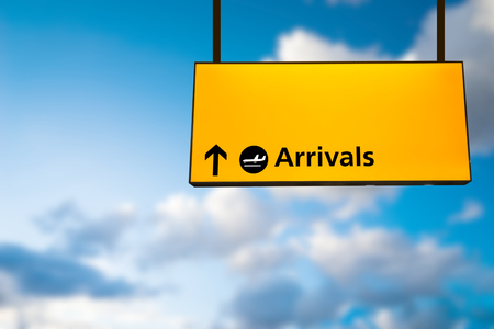 Check in, Airport Departure & Arrival information board signの写真素材