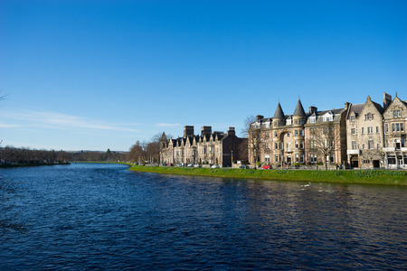 INVERNESS, SCOTLAND APRIL 10, 2015: Inverness city, Scotland, one of the most beautiful city in UK,  on sunny dayのeditorial素材