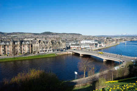 INVERNESS, SCOTLAND APRIL 10, 2015: Inverness city, Scotland, one of the most beautiful city in UK,  on sunny dayのeditorial素材