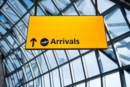 Check in, Airport Departure & Arrival information signの写真素材