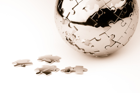 Global strategy  & solution business concept, jigsaw puzzleの写真素材