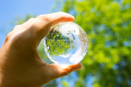 Green & Eco environment, glass globe in the garden