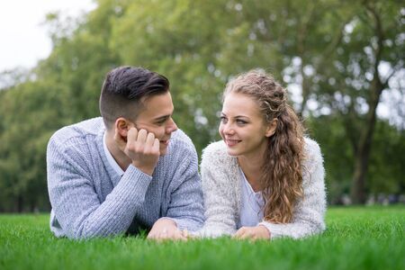 A couple walking in the Hyde Park, Londonの写真素材