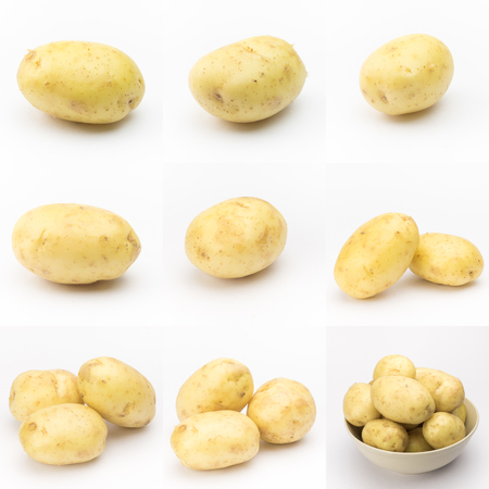 Potato chips on white backgroundの写真素材