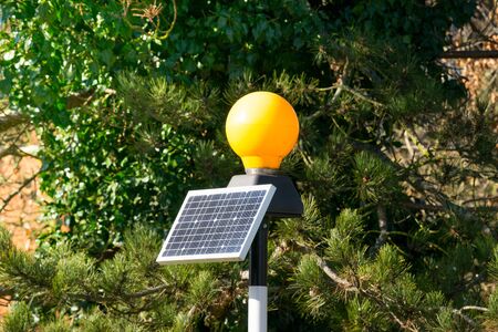 Traffic light from solar cell panelの写真素材