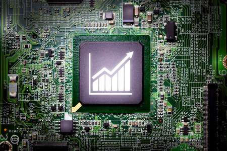 Business e-commerce icon on motherboard