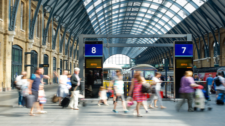 Movement of people in rush hour, london train stationのeditorial素材