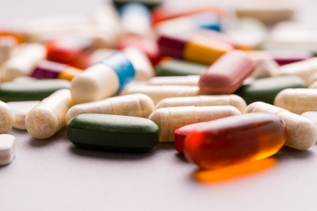 Medicine, tablet, vitamin and drug in various shapeの写真素材