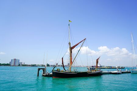 PORTSMOUTH, UK - JULY 10, 2018: Summer in Portsmouth, one of the most beautiful port in UK and very...