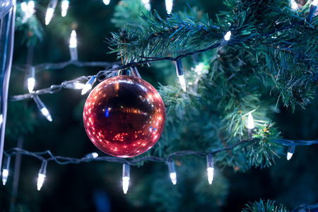 Christmas ball on the tree for decorationの写真素材