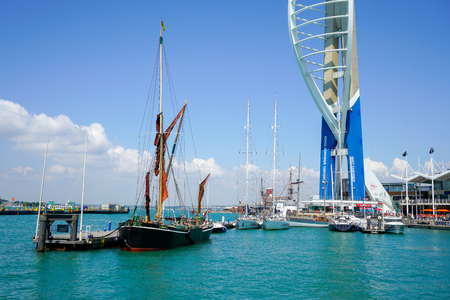 PORTSMOUTH, UK - JULY 10, 2018: Summer in Portsmouth, one of the most beautiful port in UK and very popular for touristsのeditorial素材