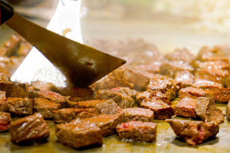 Kobe steak on the hot pan in Japanの写真素材