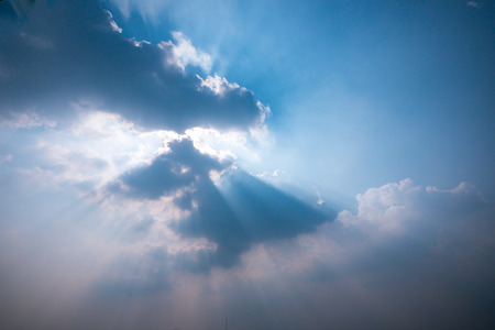 Sunset & clear sky with rays of sunlight