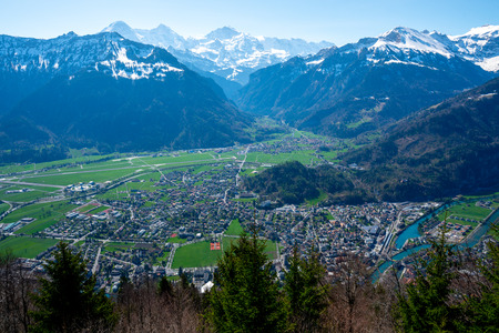 Interlaken city and Jungfrau, Switzerlandの写真素材