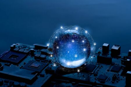 Global network for technology and future conceptの写真素材