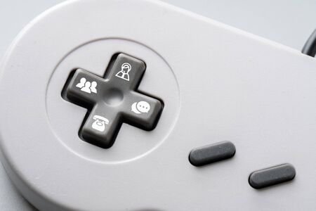 Contact us icon on colorful game controller