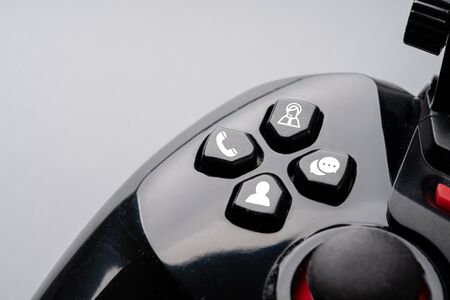 Contact us icon on colorful game controller