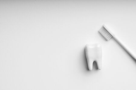White and monotone color dental care & toothbrush set for clean conceptの写真素材
